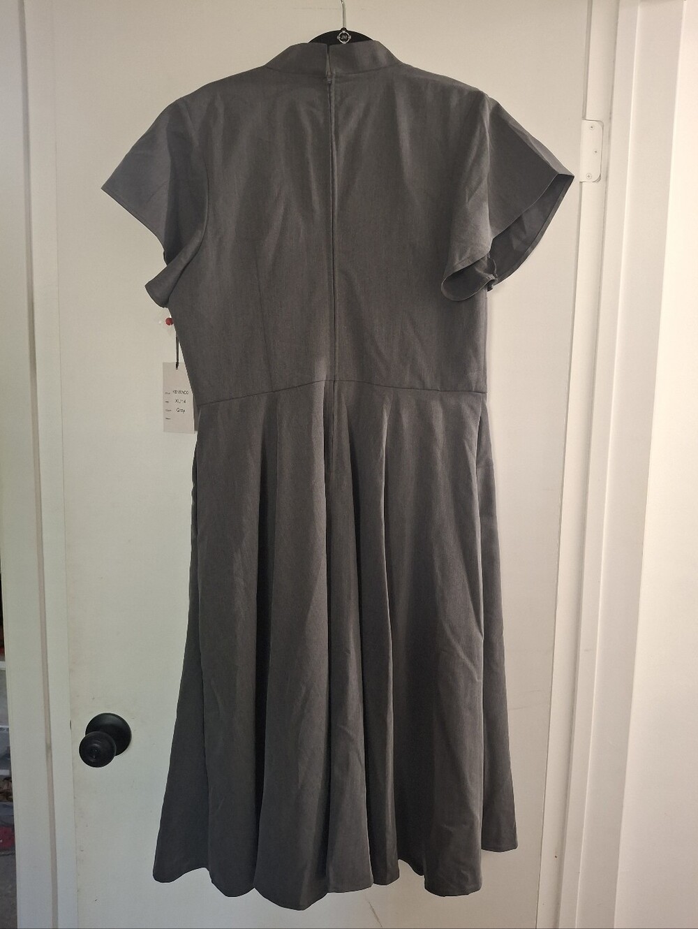 Unique Vintage Black Midi Dress with Red Rose Embroidery - Picture 6 of 10